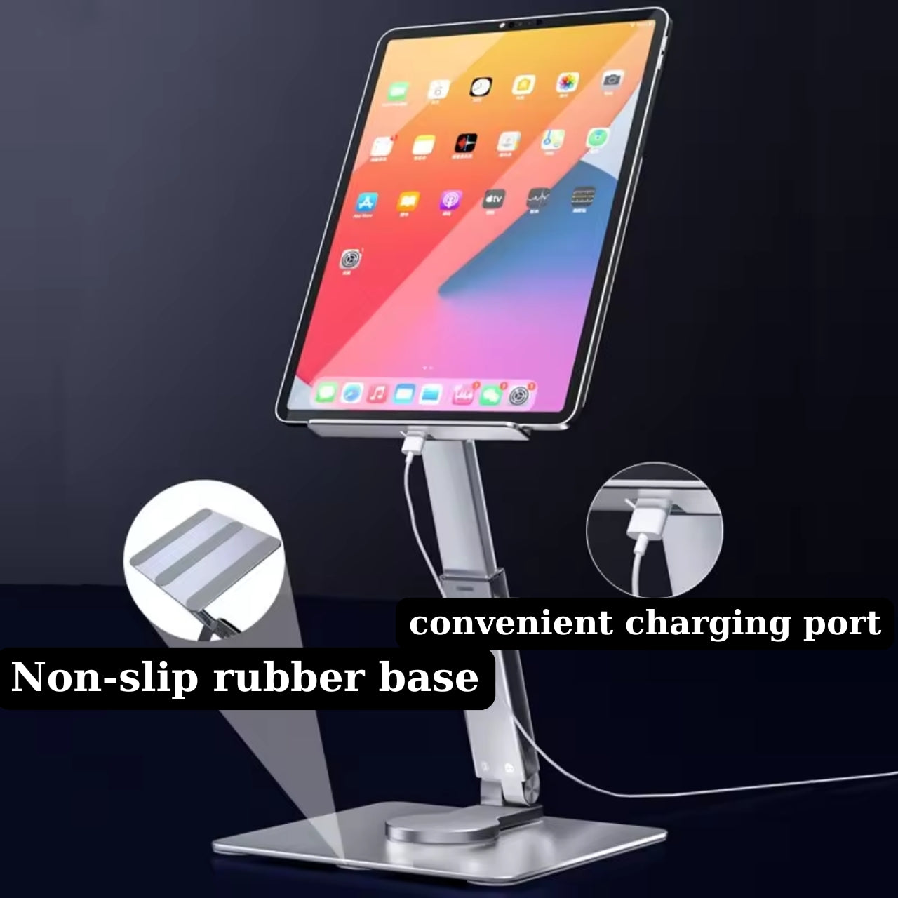 Aluminum 360° Rotating Adjustable Tablet Stand (4-14